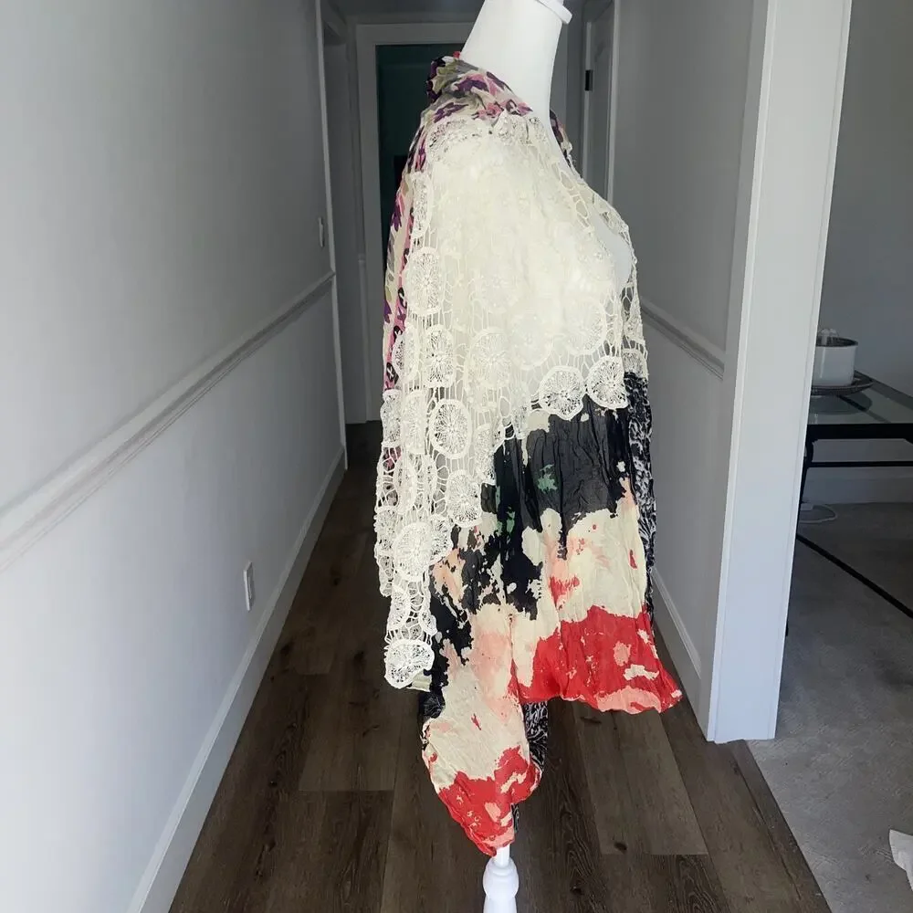 Anthropologie Vismaya Patchwork Crochet Infinity Scarf Boho Artsy 25